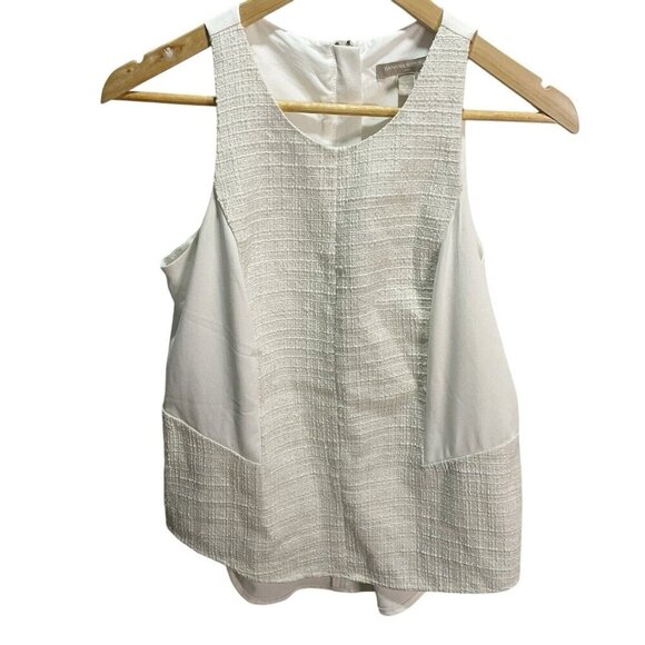 Banana Republic White Tweed Chiffon Women's Blouse 2P Career  Flowy - Picture 1 of 4